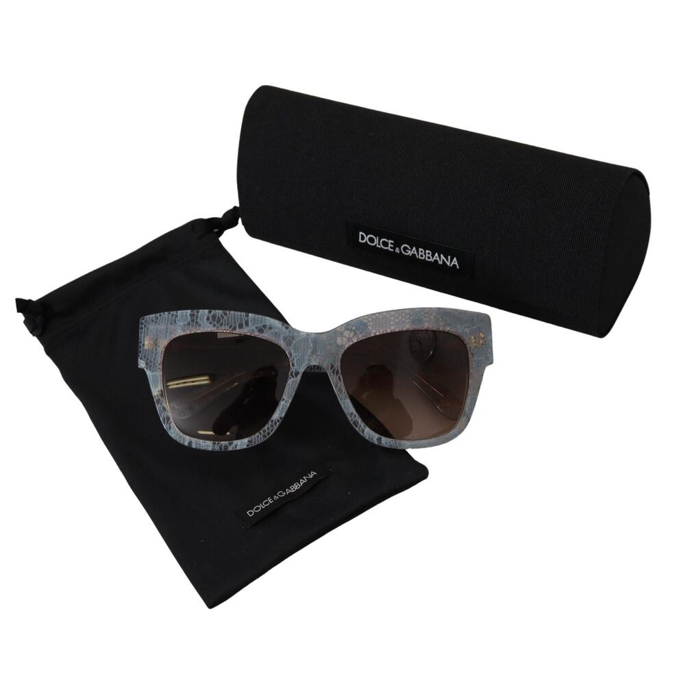 Dolce & Gabbana Blue Lace Acetate Rectangle Shades DG4231 Sunglasses